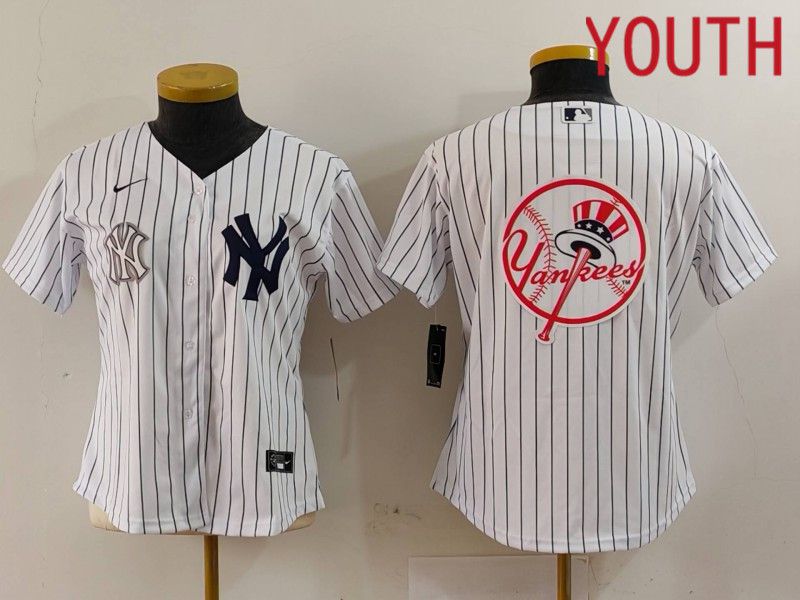 Youth New York Yankees Blank White stripe Game 2024 Nike MLB Jersey style 18